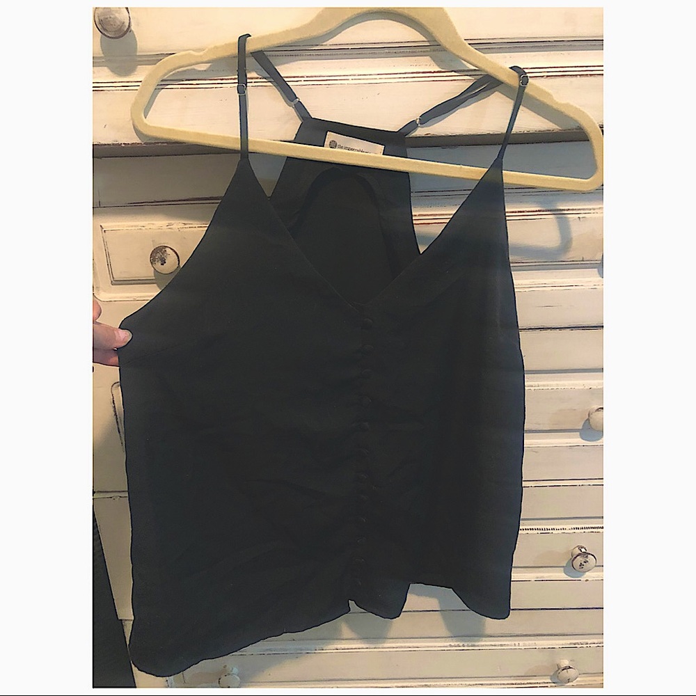 Faux-buttoned Racer-back Tank Top